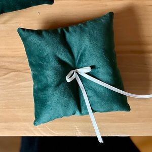 Emerald Green Velvet Ring Bearer Pillow